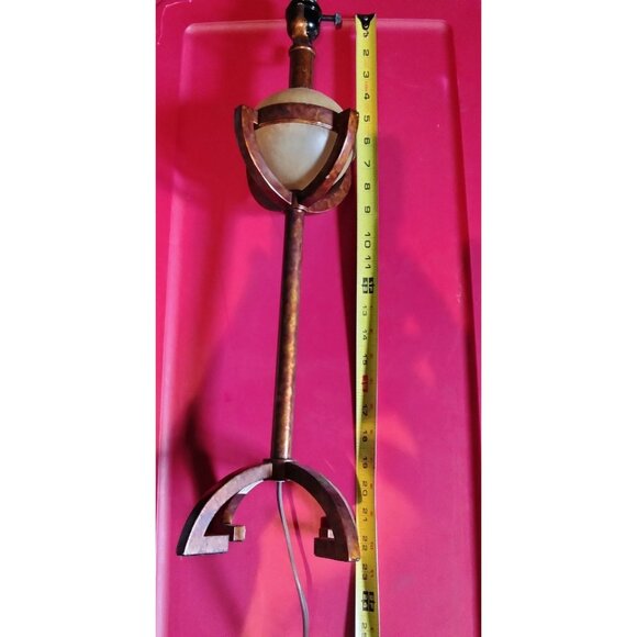 Art Deco Globe Lamp Metal Copper Color Footed - Picture 9 of 11